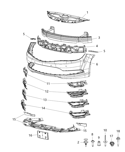 Reinforcement Front Bumper Diagram for 68096057AC