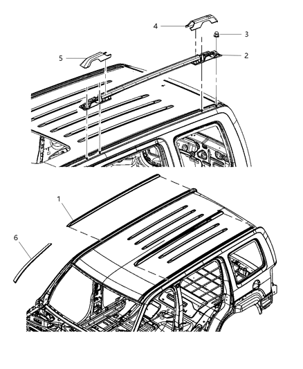 2012 Ram 2500 Molding Roof Diagram for 57010111AA