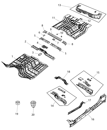 Pan Front Floor Diagram for 68036568AD