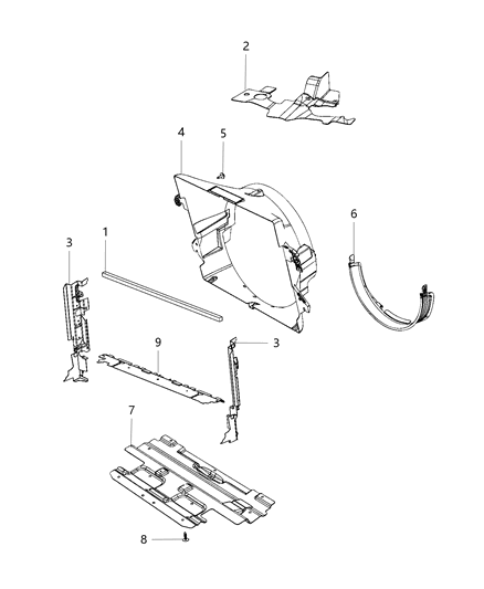 1984 Jeep Cherokee Seal Radiator Mid Diagram for 68359231AC