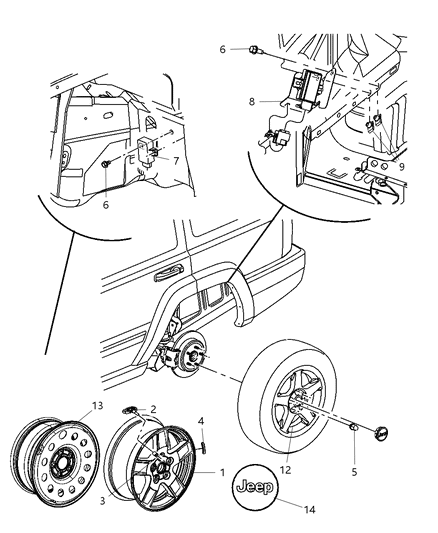 Cap Wheel Center Diagram for 52090402AA