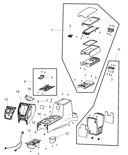 Close Out Kit Floor Console Part Includes Lower Slider Diagram for 1QF721DVAA