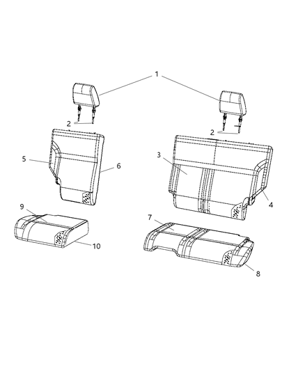 2011 Jeep Liberty Headrest Second Row Diagram for 1VS64JFJAA