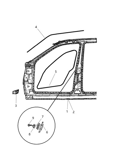 1993 Dodge Colt Seal Front Door Diagram for 55135918AH