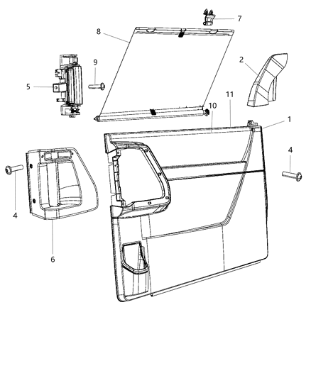 Panel Sliding Door Trim Diagram for 1LW371DSAA