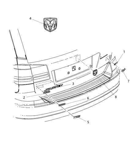 2000 Chrysler Town & Country Nameplate Jcuv, Lift Gate Left Diagram for 5113652AA