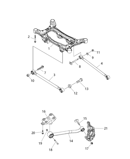 Crossmember Rear Suspension Diagram for 68272927AA
