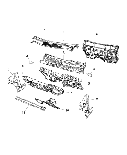 2013 Dodge Charger Silencer Dash Panel Diagram for 5028906AD