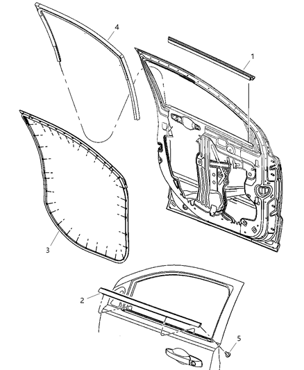 Weatherstrip Front Door Belt Outer Diagram for 5074714AH