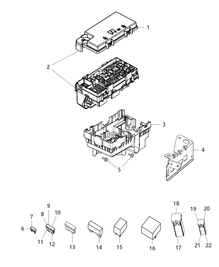 Cover Power Distribution Center Diagram for 68158445AB