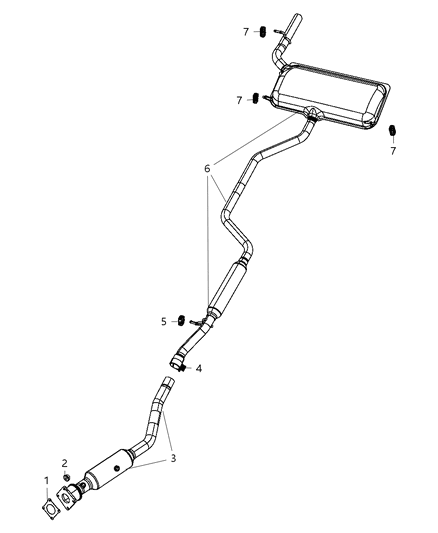 Muffler And Tailpipe Exhaust Diagram for 5171095AH