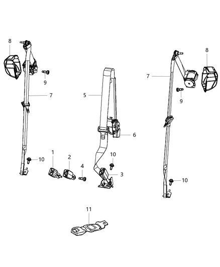 Seat Belt Rear Inner Buckle Diagram for 1GE36HL1AB