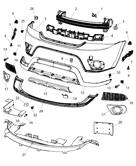 License Plate Kit Diagram for 68140112AA