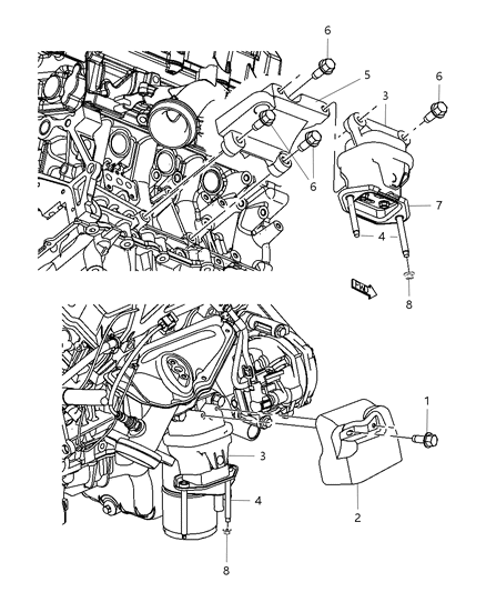2001 Chrysler Voyager Bracket Engine Support Diagram for 5166040AA