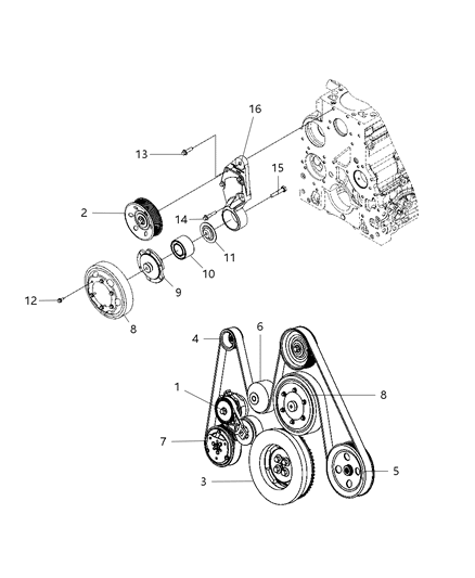 2008 Dodge Ram 3500 Pulley Idler Diagram for 68000833AC