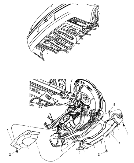 Belly Pan Front Includes: Brake Air Ducts Diagram for 5030943AA