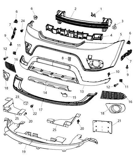 Bezel Fog Lamp Diagram for 68079851AA