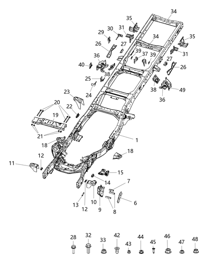 Bracket Steering Gear Steering Gear Stabilizer Bar Mounting Diagram for 68258838AB