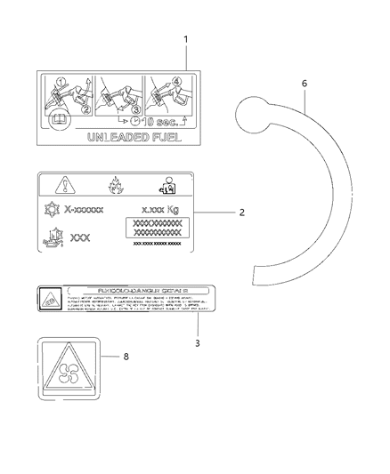 2008 Jeep Commander Label Fuel Cap Diagram for 57008464AA