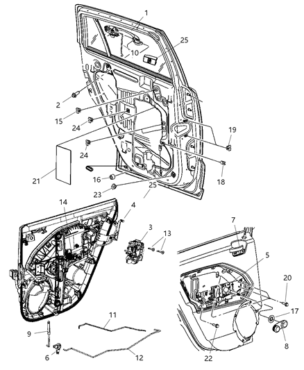 Latch Rear Door Right Diagram for 68068352AA