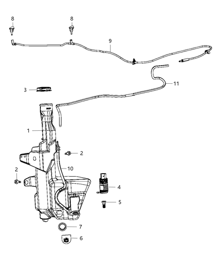 Hose And Connector Windshield Washer Front Diagram for 55372142AB
