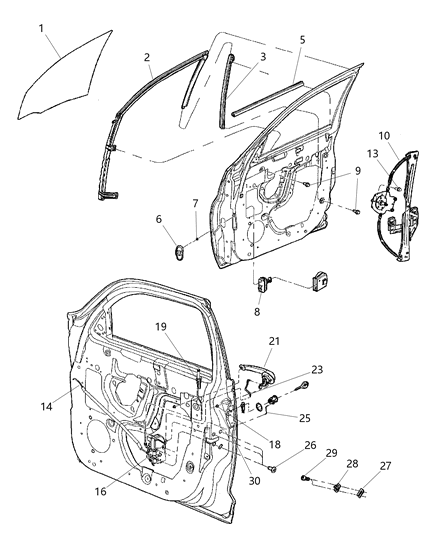 2019 Dodge Durango Channel Front Door Glass Lower Diagram for 5027054AB