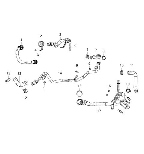 Hose Engine Oil Cooler Return Diagram for 68490193AA