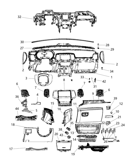 Grille Defroster Diagram for 1QQ09DX9AF