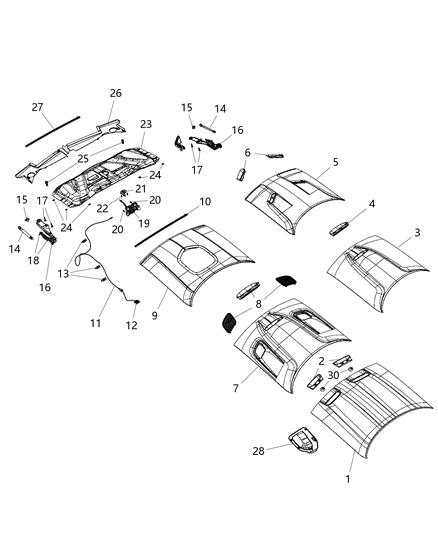 Lower Hinge Screw, Rear Diagram for 6505598AA