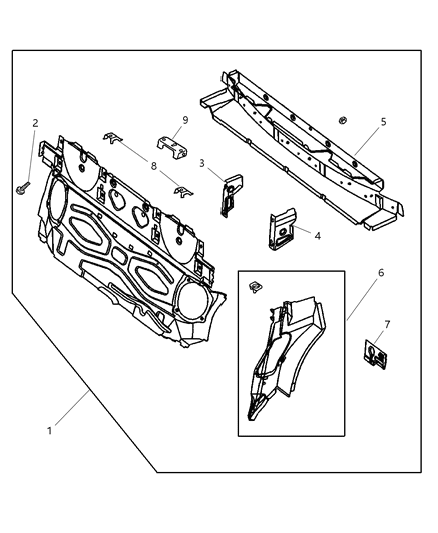 2006 Chrysler Crossfire Reinforcement Body Rear Panel Diagram for 5099636AA