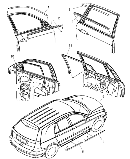Molding Rear Door Diagram for UA98WELAB