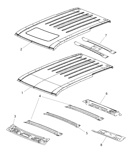Header Roof Front Diagram for 55369449AA