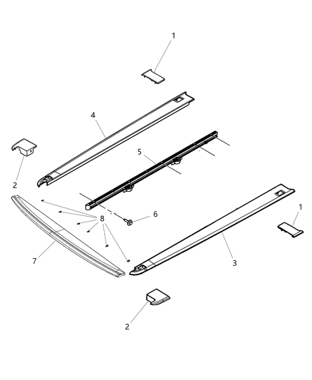 2007 Jeep Liberty Cap Rail Left Diagram for 55372205AE