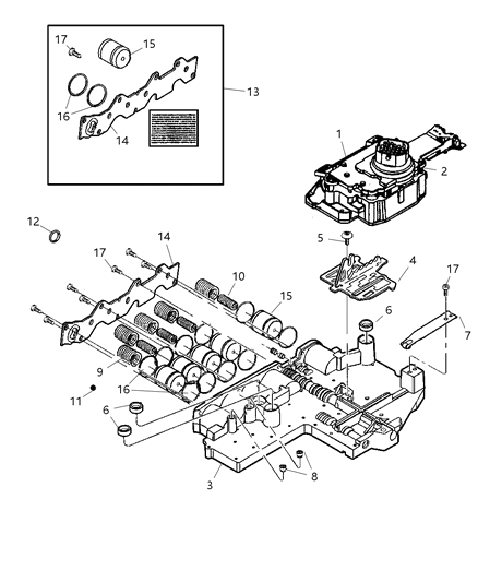 2006 Dodge Durango Solenoid Package Valve Body with Transmission Range Sensor Diagram for 5170877AA