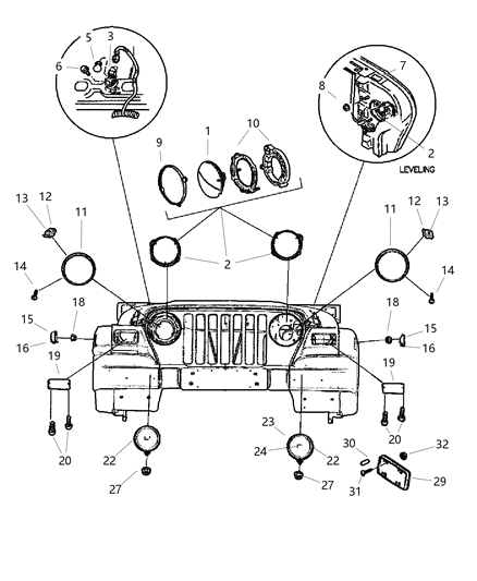 Headlamp Diagram for 55055033AE