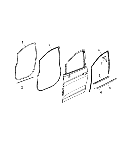 Weatherstrip Front Door Belt Outer Diagram for 68188789AE