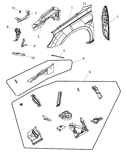 Bracket Fender Mounting Front Diagram for 4389480AD