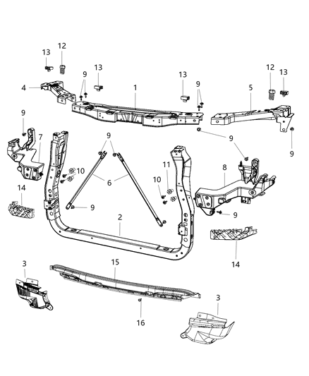 Brace Radiator Closure Panel Diagram for 68223547AA