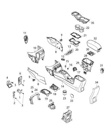 Panel Floor Console Diagram for 6RH53LXHAA