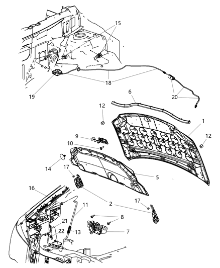 1995 Jeep Cherokee Hinge Hood Diagram for 68252672AA