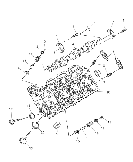 Rocker Arm Valve Diagram for 53020742AB