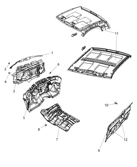 2008 Dodge Sprinter 3500 Insulation Dash Panel Diagram for 68204729AB
