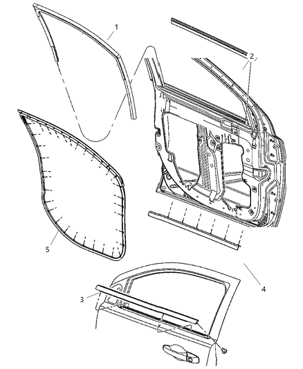 Weatherstrip Front Door Belt Outer Diagram for 5074158AA