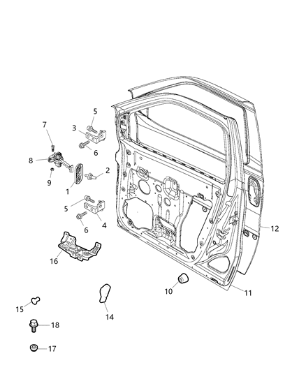 2016 Ram ProMaster City Bracket Door Inside Diagram for 68261845AA