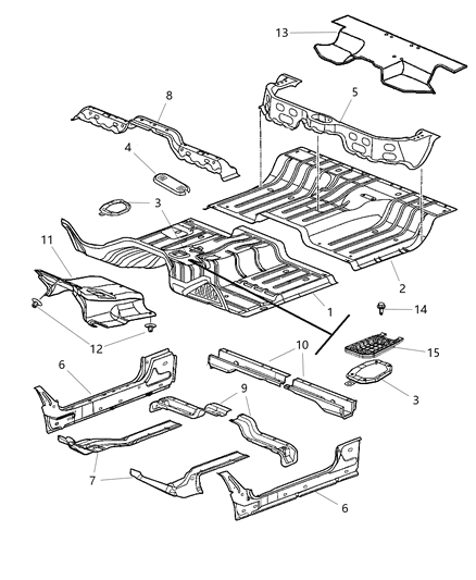 Pan Front Floor Diagram for 68036568AA