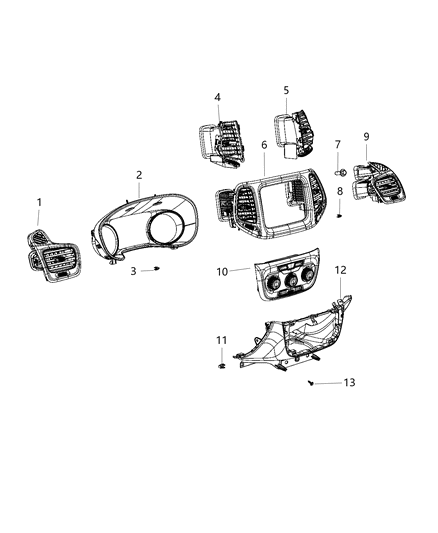 2022 Jeep Cherokee Bezel Instrument Cluster Diagram for 5UT28NCCAB