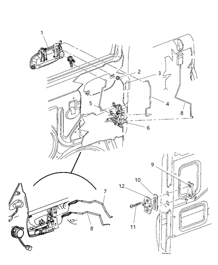 2004 Dodge Dakota Latch Front Door Diagram for 55256713AK