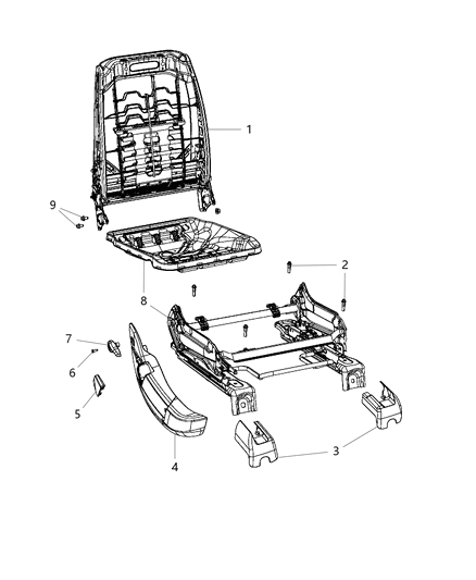 2012 Chrysler 300 Adjuster Manual Seat Diagram for 68193458AA