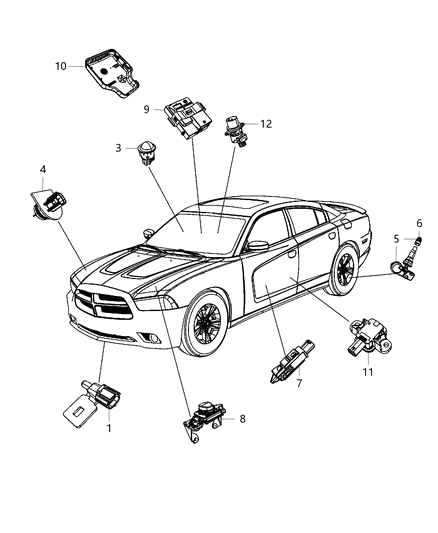 Clip ABS Sensor Wiring Left Diagram for 68158575AA