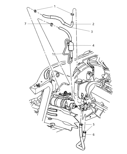 Hose Power Steering Return Diagram for 52088918AD